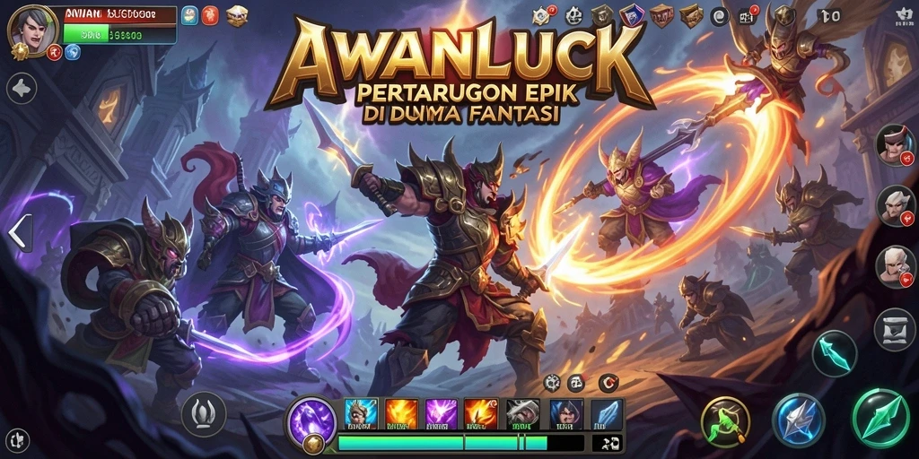 Screenshot gameplay AWANLUCK menampilkan aksi pertarungan yang menegangkan.