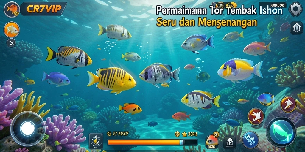 Screenshot gameplay CR7VIP menampilkan aksi seru dalam menembak ikan.