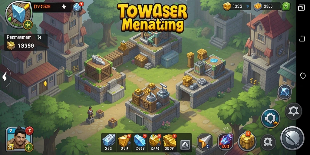 Screenshot menunjukkan aksi gameplay menegangkan dalam Tower Defense.