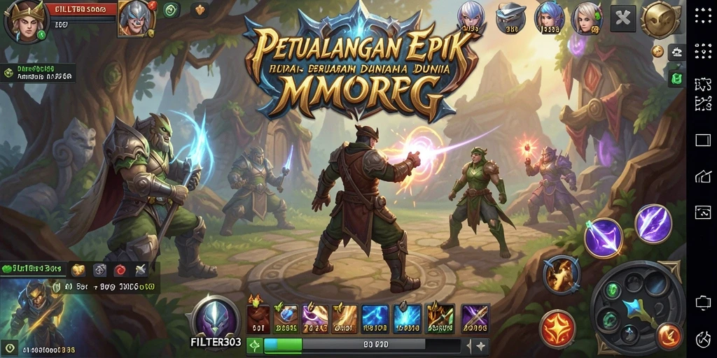 Menampilkan momen seru dalam pertempuran MMORPG FILTER303.