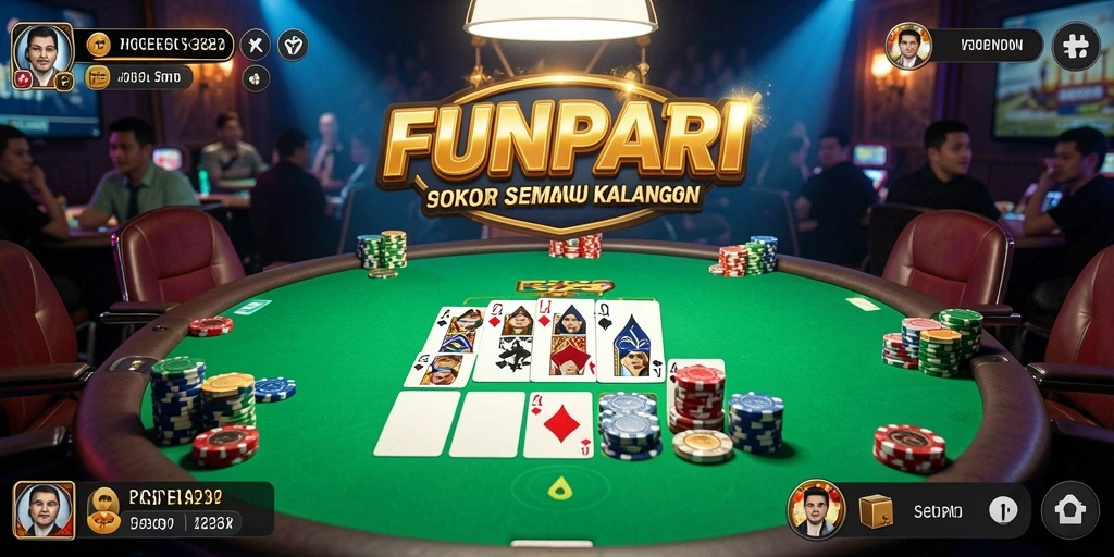 Tampilan gameplay poker yang seru dan mendebarkan di FUNPARI.