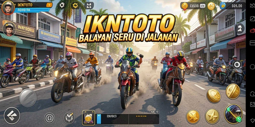 Screenshot utama IKNTOTO menampilkan aksi balapan yang mendebarkan dan menarik.