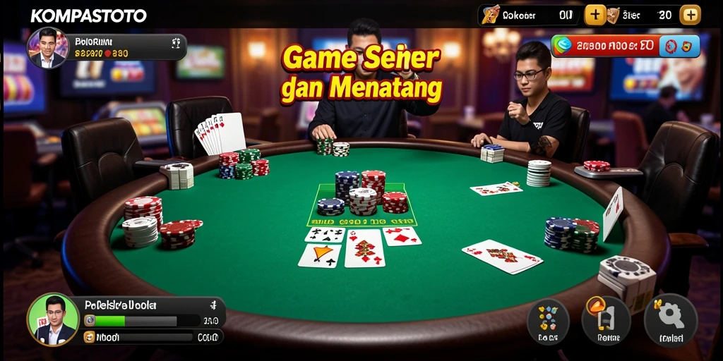 Tampilan gameplay seru dalam KOMPASTOTO saat bermain poker.