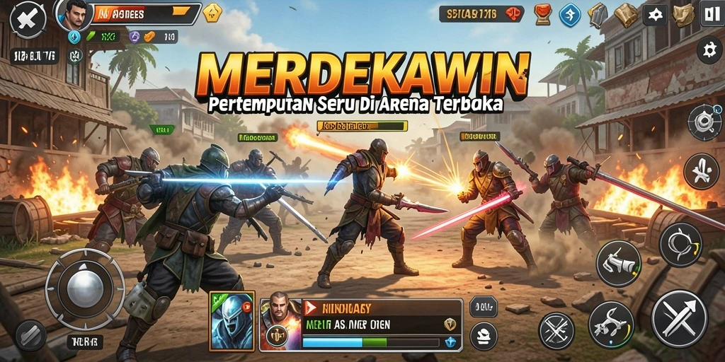 Tampilan gameplay seru dari pertempuran di MERDEKAWIN
