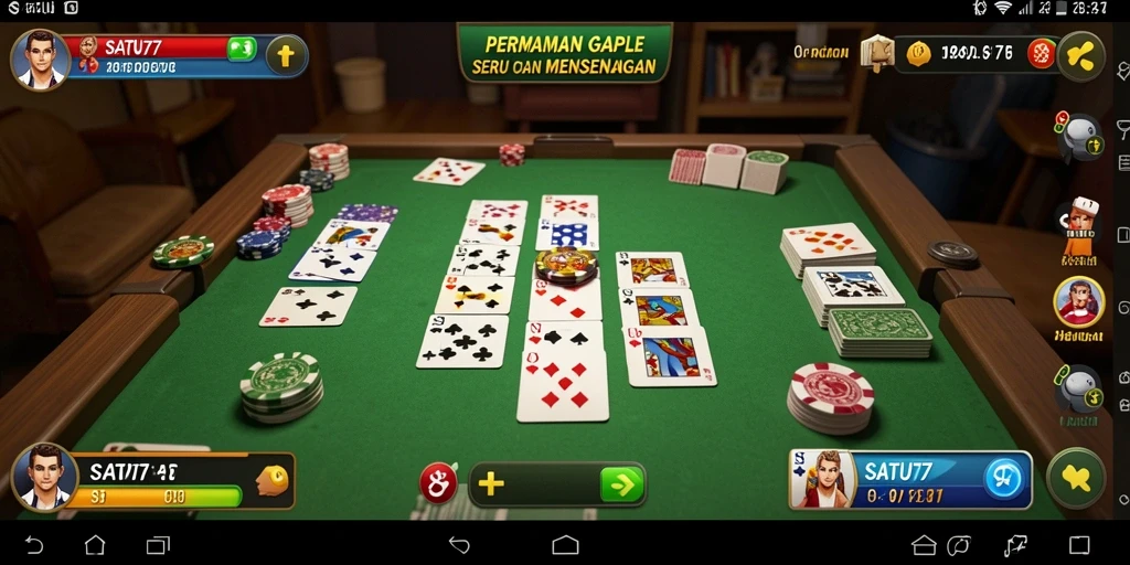 Screenshot gameplay SATU77 menampilkan serunya bermain Gaple.