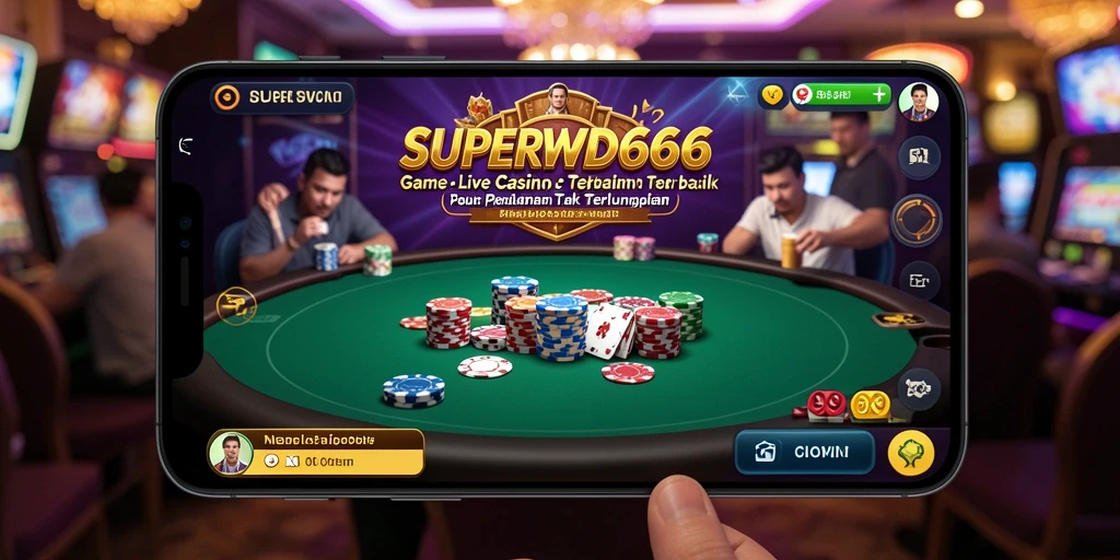 Screenshot gameplay SUPERWD666 dengan dealer langsung dan permainan menarik.