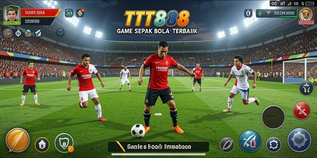 Tampilan gameplay mendebarkan dalam TTT888, menunjukkan aksi di lapangan sepak bola.